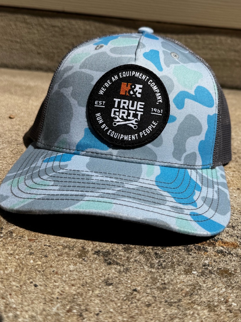 Richardson True Grit Men's Blue Camo Trucker Hat